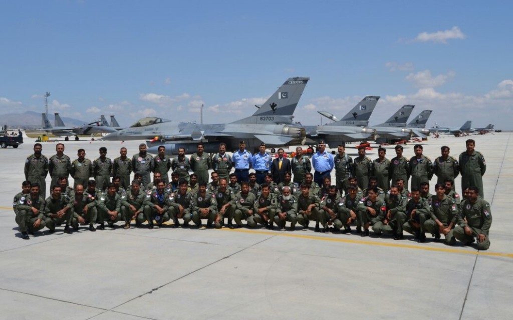 Group photo of PAF Chief and Ambassador of Pakistan with Pakistan contingent during Anatolian Eagle multinational exercise at Konya on 17 June 2015