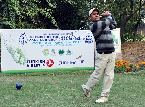 Ghazanfer Mehmood in action on 2nd day of Golf Championship