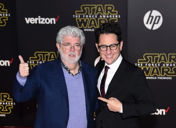 Force Awakens director J.J. Abrams, right, poses with Star Wars creator George Lucas (Getty Images)