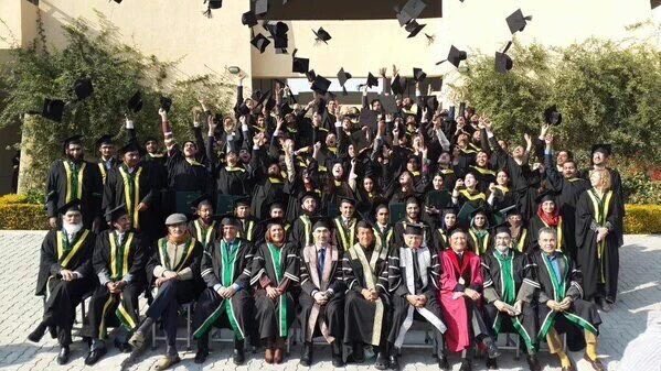 PTI chief Imran Khan with students and professors at Namal College's first Convocation in Mianwali