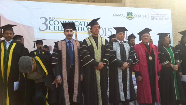 Imran Khan with professors of Namal College at Convocation ceremony