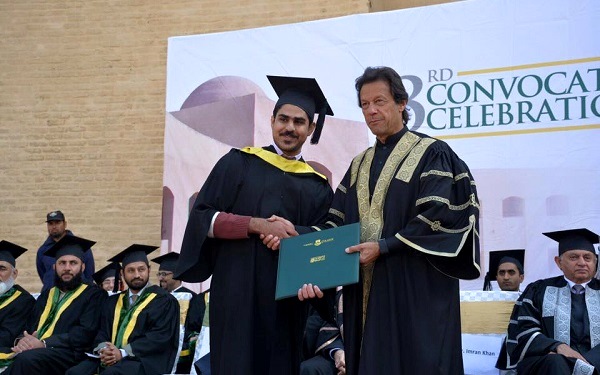 Imran Khan awarding degree to a student at Namal College's first Convocation in Mianwali