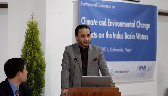 Hafiz Hafeez ur Rehman, Chief Minister of Gilgit-Baltistan, Pakistan addresses at the inaugural session of the international conference on Climate and Environmental Change Impacts on the Indus Basin Waters. Photo: CIMOD