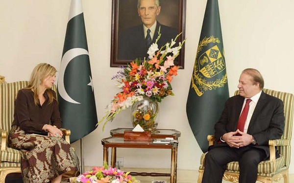 Her Majesty Queen Maxima of the Netherlands called on Prime Minister Nawaz Sharif at PM House in Islamabad, Pakistan on February 9, 2016.