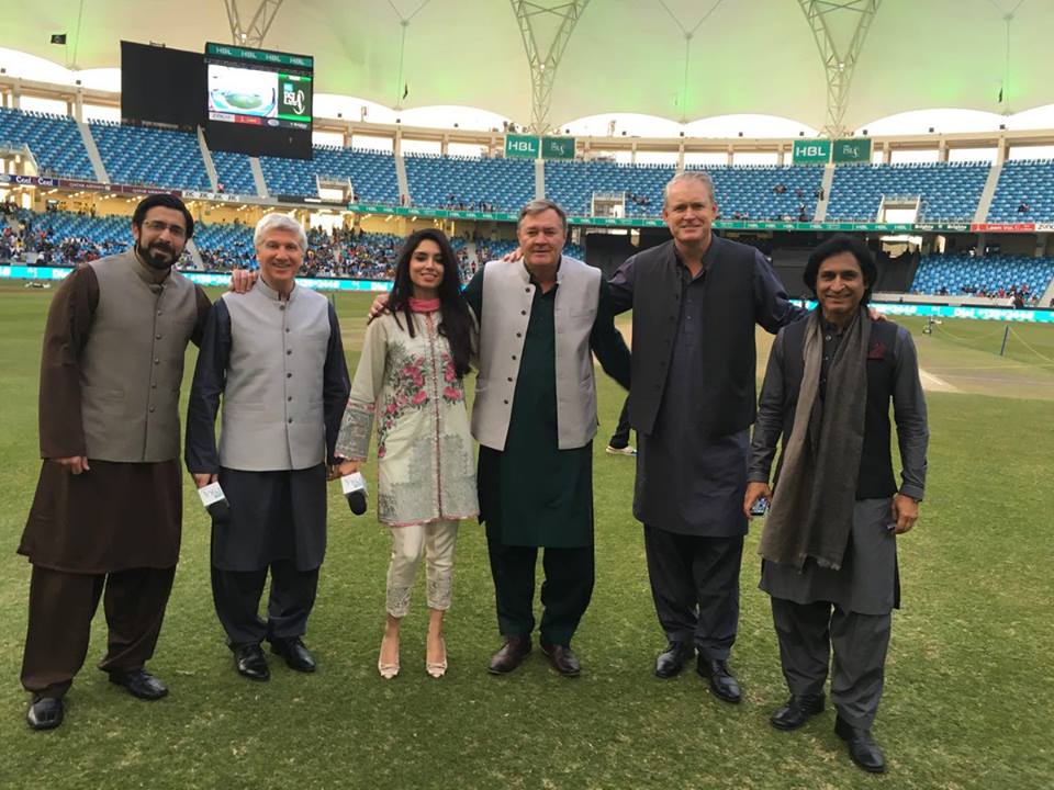 PSL commentators in traditional Pakistani dress, Shalwar Kameez, in final match of PSL