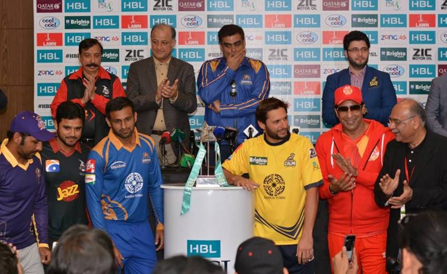 Captains of all teams with the PSL Trophy before the beginning of League