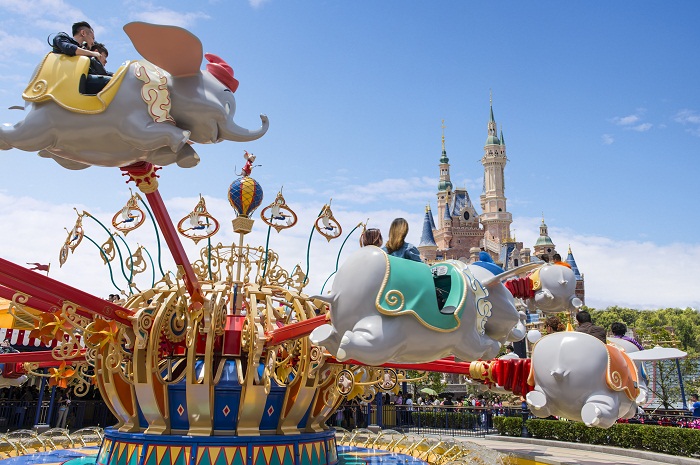 Dumbo the Flying Elephant and Fantasia Carousel will be the first in front of a Disney castle