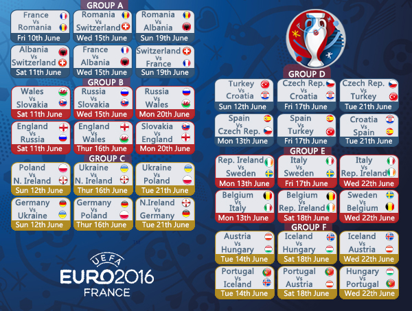 Euro 2016 fixtures