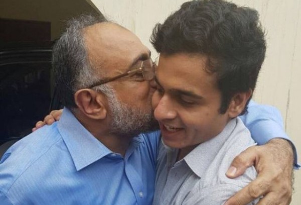 Sindh Chief Justice with his son Awais Shah, recovered safely by Pakistan Army. Photo: ISPR