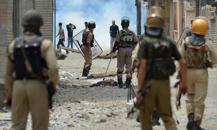 Protesters clashed with the police in Srinagar on Sunday after Indian security forces killed a separatist leader, Burhan Wani. Photo: Tauseef Mustafa/AFP/Getty Images