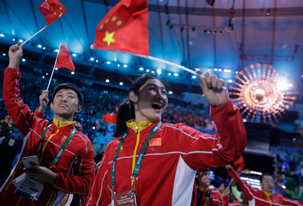 Athletes from China march in during the closing ceremony in the Maracana stadium at the 2016 Summer Olympics in Rio de Janeiro, Brazil, Sunday, Aug 21,2016.