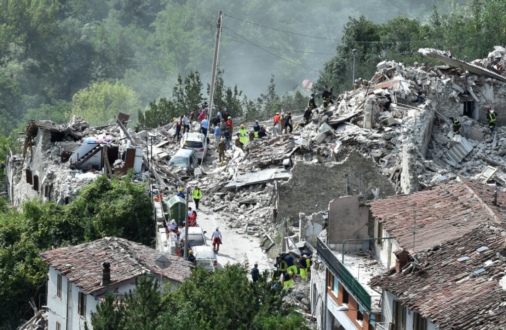 General view of Pescara del Tronto town destroyed by the earthquake on August 24, 2016 in Pescara del Tronto, Italy. Photo: Giuseppe Bellini/ Getty Images