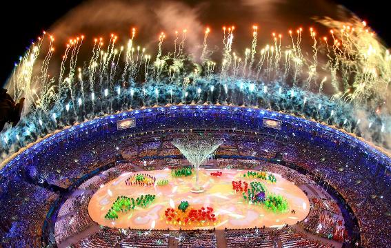 Fireworks explode at the Closing Ceremony of the Rio 2016 Olympic Games at Maracana Stadium on Aug. 21, 2016 in Rio de Janeiro.