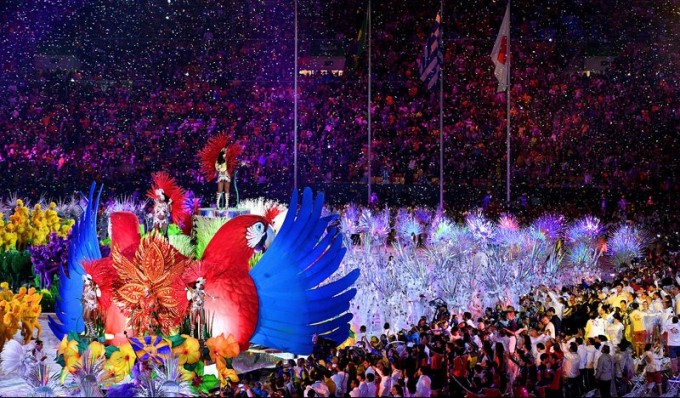 Samba dancers perform in the "Cidade Maravilhosa" segment of the Closing Ceremony of the Rio 2016 Olympic Games at Maracana Stadium on Aug. 21, 2016 in Rio de Janeiro