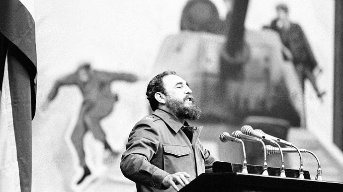 Castro speaks in Havana in 1981 of Cuba’s victory in the Bay of Pigs invasion. Photo: AP