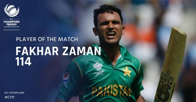 Player of the Match Award goes to Fakhar Zaman for his sensational 100