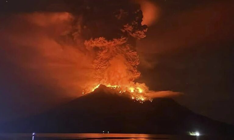 Thousands evacuated as Indonesia volcano erupts and triggers tsunami threat